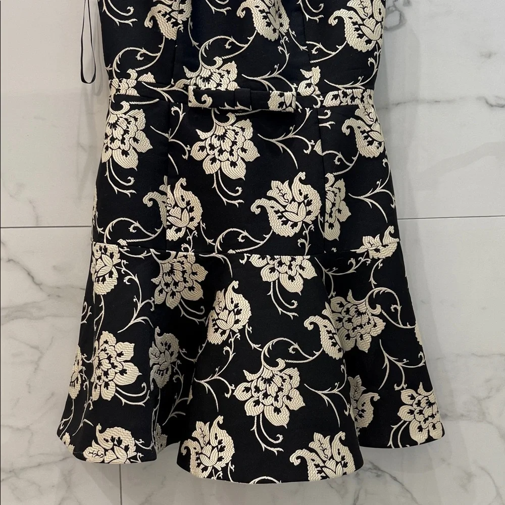 NWT Ted Baker London Black Cream Floral Jacquard Fit & Flare Mini Dress Size 4 - Picture 5 of 9